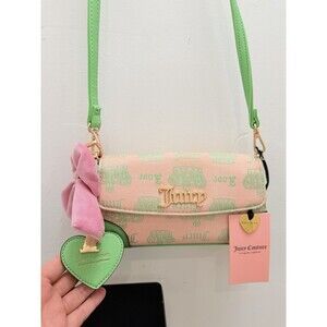Juicy Couture Juicy Fan Club Pink Diamond/Retro Green Crossbody Bag NWT